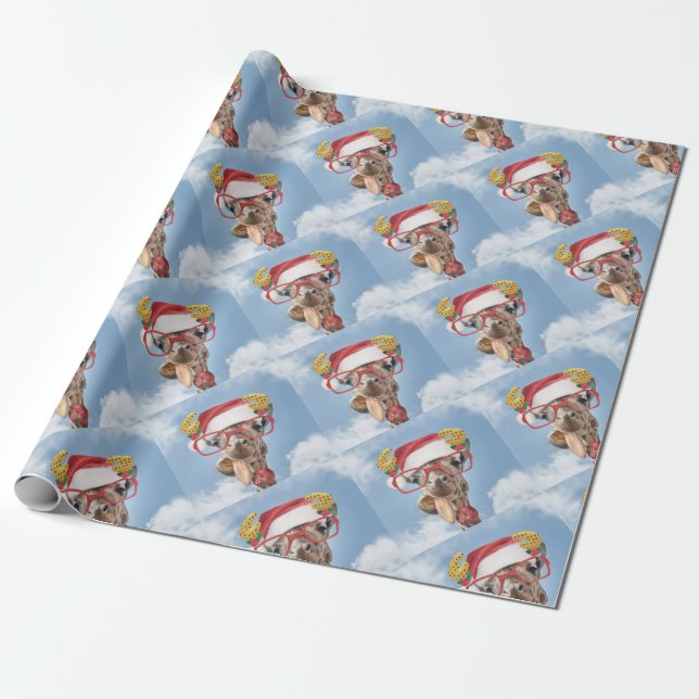 Papel De Regalo Christmas giraffe (Desenrollado)