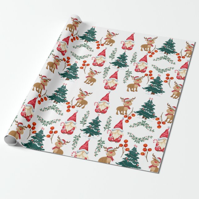 Papel De Regalo Christmas gnome wrapping paper Scandinavian  (Desenrollado)