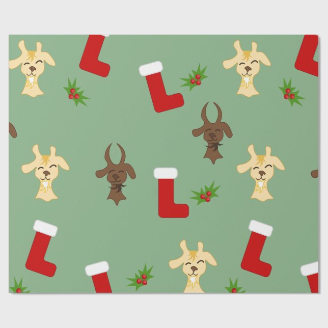Papel De Regalo Christmas Goats with Stockings and Mistletoe Funny (Superficie plana)