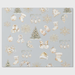 Papel De Regalo Christmas grey gold wrapping paper
