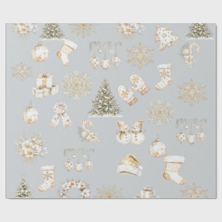 Papel De Regalo Christmas grey gold wrapping paper