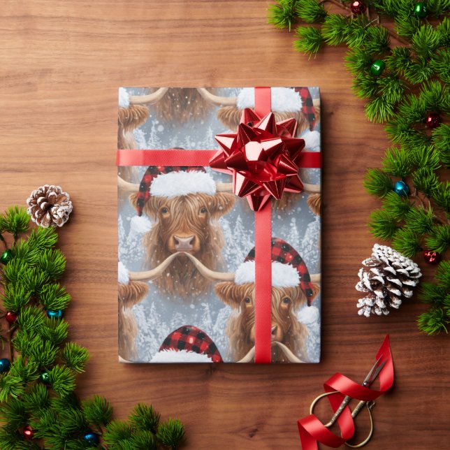 Papel De Regalo Christmas Highland Cows Wrapping Paper (Regalo de vacaciones)