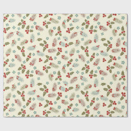 Papel De Regalo Christmas Holly Berries & Pine Seamless Pattern