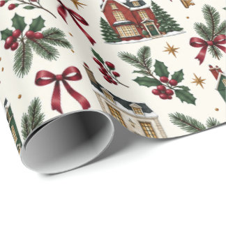 Papel De Regalo Christmas House Pattern Wrapping Paper