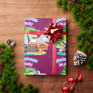 Papel De Regalo Christmas in July Tropical Santa Beach Design