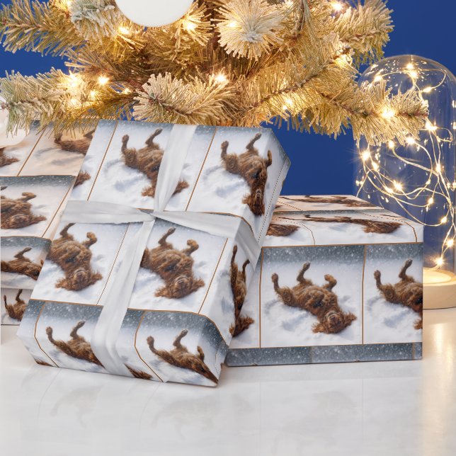 Papel De Regalo Christmas Irish Setter Making a Snow Angel (Vacaciones)
