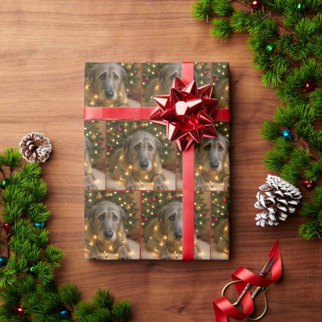 Papel De Regalo Christmas Irish Wolfhound Tangled In Lights (Regalo de vacaciones)