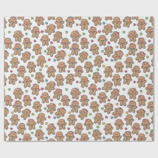 Papel De Regalo Christmas Kawaii Gingerbread Men Wrapping Paper