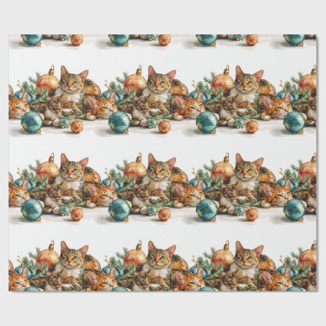 Papel De Regalo Christmas Kittens (Superficie plana)