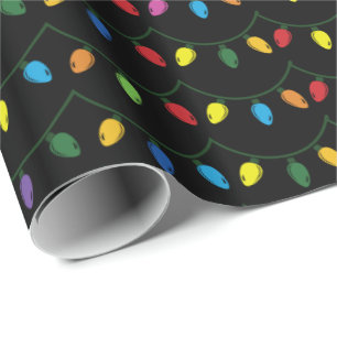 Papel De Regalo Christmas Lights Black GIFT WRAP
