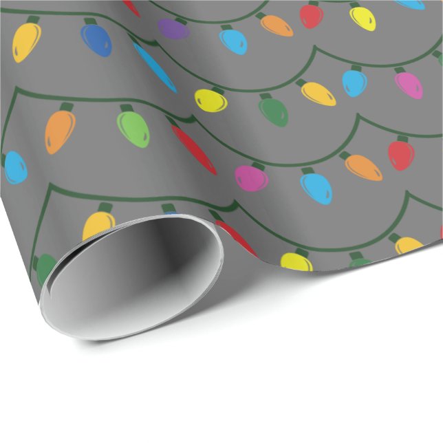 Papel De Regalo Christmas Lights GRAY GIFT WRAP (Esquina del rollo)