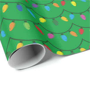Papel De Regalo Christmas Lights GREEN GIFT WRAP