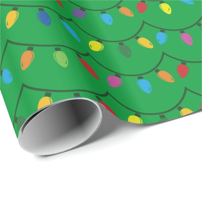 Papel De Regalo Christmas Lights GREEN GIFT WRAP (Esquina del rollo)