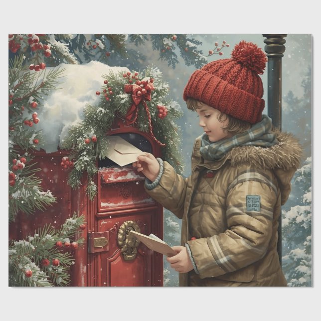Papel De Regalo Christmas mailbox festive winter gift (Superficie plana)