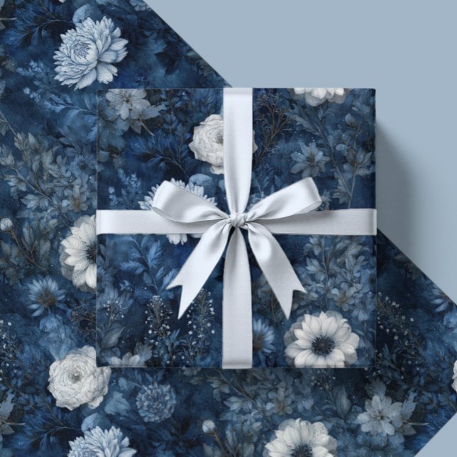 Papel De Regalo Christmas Midnight Blue and White Winter Gift  (Subido por el creador)