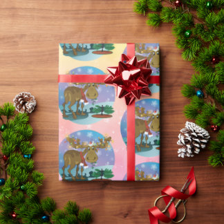 Papel De Regalo Christmas Moose smaller print Wrapping Paper
