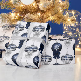 Papel De Regalo Christmas Navy Bow Velvet Pattern