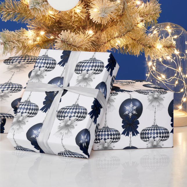 Papel De Regalo Christmas Navy Bow Velvet Pattern (Vacaciones)