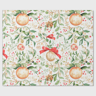 Papel De Regalo Christmas Ornaments 2 & Evergreens Wrapping Paper 