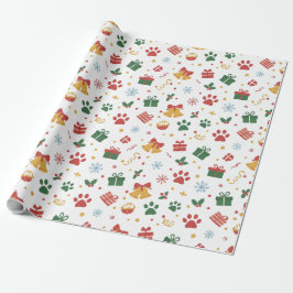 Papel De Regalo Christmas Paw Prints & Gifts Wrapping Paper