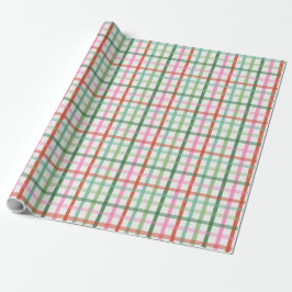 Papel De Regalo Christmas Plaid - Green & Pink