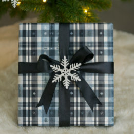 Papel De Regalo Christmas Plaid Snowflake & Tree 