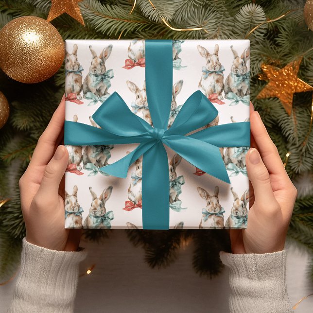 Papel De Regalo Christmas Rabbits with Bows Wrapping Paper (Subido por el creador)