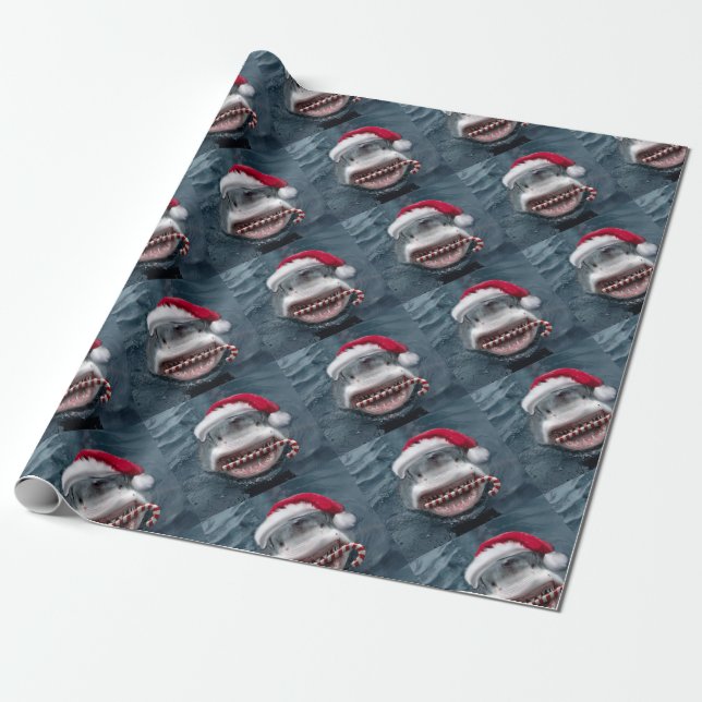 Papel De Regalo Christmas Shark (Desenrollado)