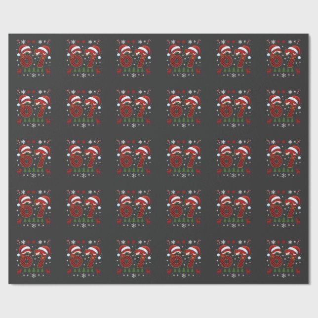 Papel De Regalo Christmas Six Seven 67 Santa Xmas Gen Alpha (Superficie plana)