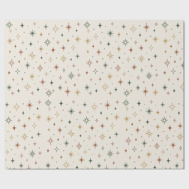 Papel De Regalo Christmas Stars & Sparkles Pattern			 (Superficie plana)