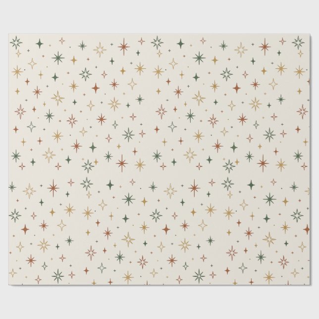 Papel De Regalo Christmas Stars & Sparkles Pattern			 (Superficie plana)