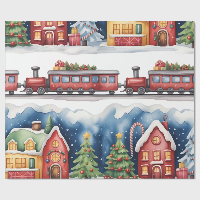 Papel De Regalo Christmas Toyland & Trains Wrapping Paper for Kids (Superficie plana)