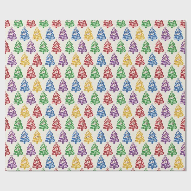 Papel De Regalo Christmas Tree Colourful Xmas (Superficie plana)