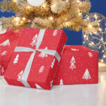 Papel De Regalo Christmas Tree snow red modern<br><div class="desc">Christmas Tree snow red modern Wrapping Paper</div>