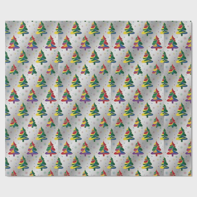 Papel De Regalo Christmas Trees Colourful Xmas (Superficie plana)