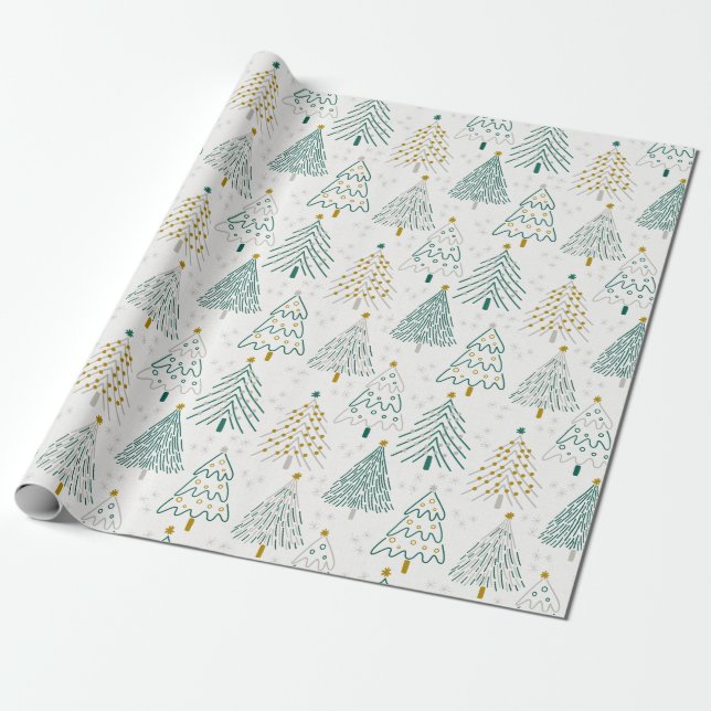 Papel De Regalo Christmas Trees Gift Wrapping Paper (Desenrollado)