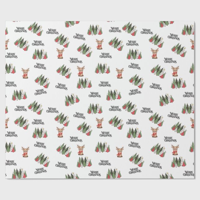 Papel De Regalo Christmas Trees & Reindeer Wrapping Paper (Superficie plana)