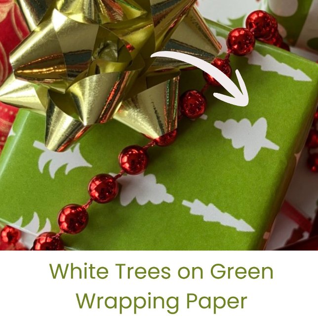 Papel De Regalo Christmas Trees White on Green (Subido por el creador)