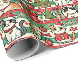 Papel De Regalo Christmas Wrapping Paper for Cat Lovers