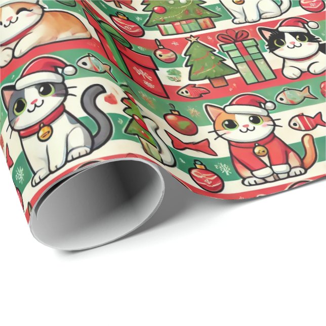 Papel De Regalo Christmas Wrapping Paper for Cat Lovers (Esquina del rollo)
