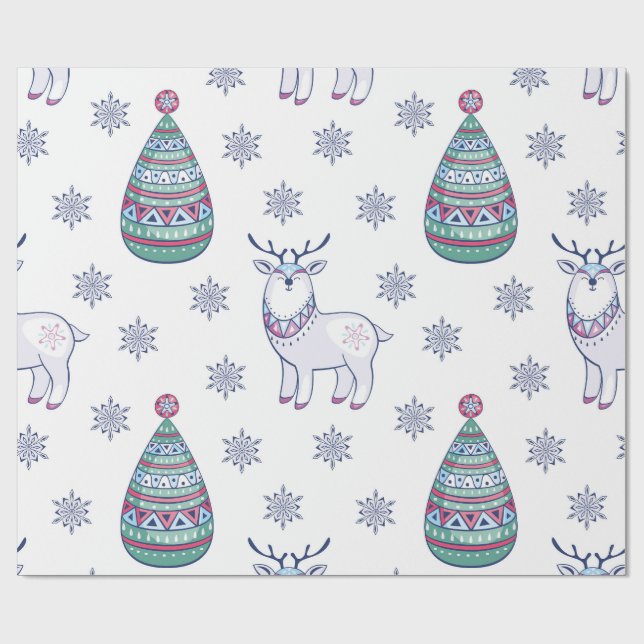 Papel De Regalo Christmas Wrapping Paper - Reindeer and Fir Trees (Superficie plana)