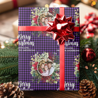Papel De Regalo Christmas Wreath Plaids Family Photo Personalized