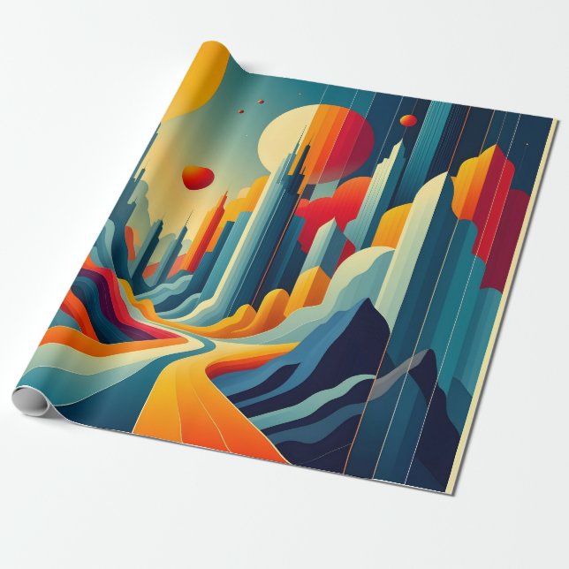 Papel De Regalo Chromatic Cityscape (Desenrollado)
