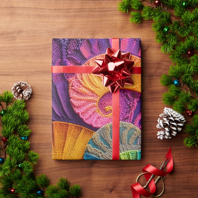 Papel De Regalo Chromatic Shells: Vibrant Spiral Mosaic (Regalo de vacaciones)