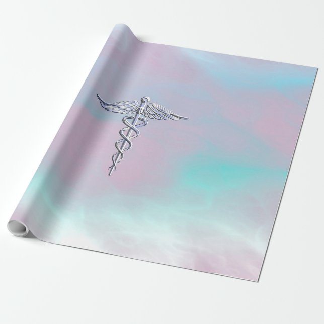 Papel De Regalo Chrome como Caduceus Símbolo médico Madre Perla (Desenrollado)