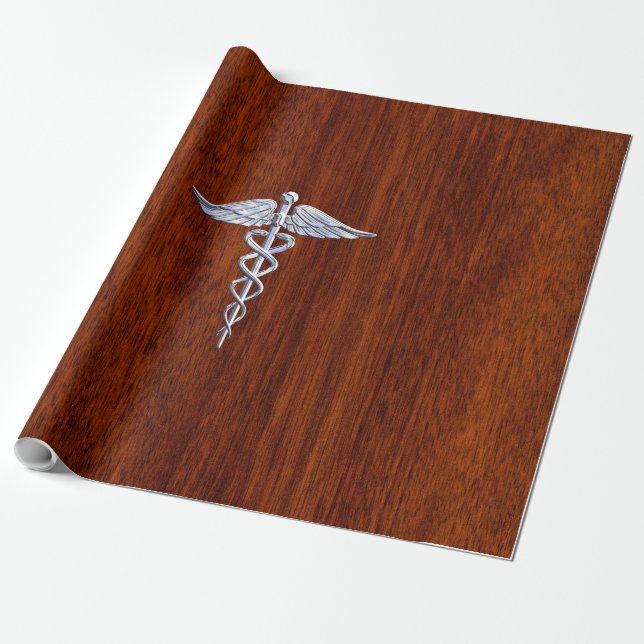 Papel De Regalo Chrome como símbolo médico de Caduceus Mahogany Br (Desenrollado)