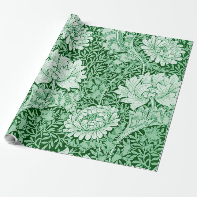 Papel De Regalo Chrysanthemum Green, William Morris (Desenrollado)