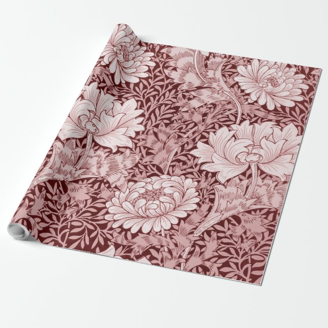 Papel De Regalo Chrysanthemum Maroon, William Morris (Desenrollado)