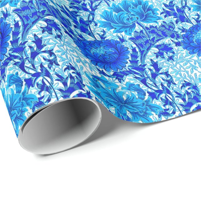 Papel De Regalo Chrysanthemums William Morris Shades of Denim Blue (Esquina del rollo)