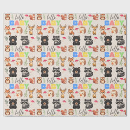 Papel De Regalo Chubasquero de temática boscosa para baby shower